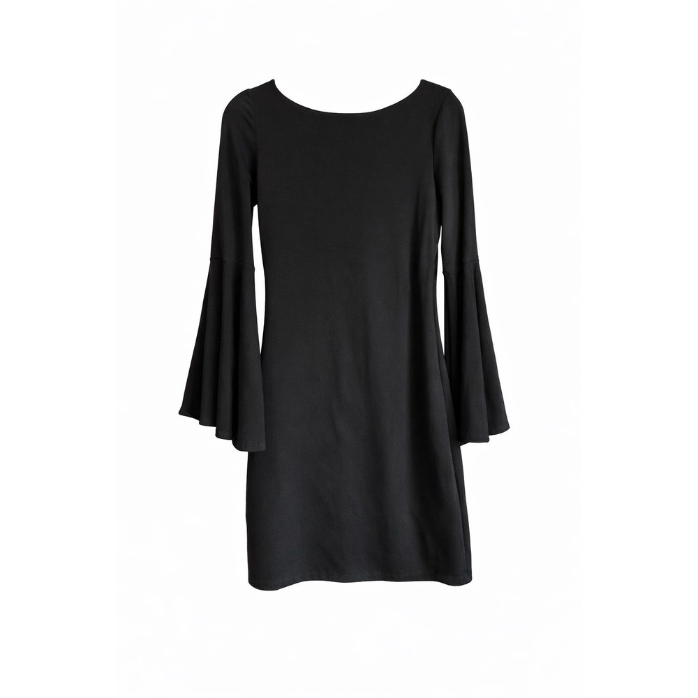 Susana Monaco Little Black Dress  Size Small Dramatic Flared Sleeves Shelf Bra
